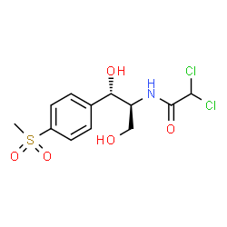 ChemSpider 2D Image | 2,2-Dichloro-N-{(1S,2S)-1,3-dihydroxy-1-[4-(methylsulfonyl)phenyl]-2-propanyl}acetamide | C12H15Cl2NO5S