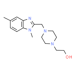 ChemSpider 2D Image | 2-{4-[(1,5-dimethyl-1,3-benzodiazol-2-yl)methyl]piperazin-1-yl}ethanol | C16H24N4O