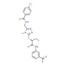ChemSpider 2D Image | N-{[5-({1-[(3-Acetylphenyl)amino]-1-oxo-2-butanyl}sulfanyl)-4-methyl-4H-1,2,4-triazol-3-yl]methyl}-4-chlorobenzamide | C23H24ClN5O3S