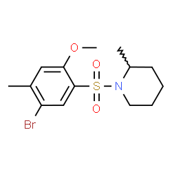 ChemSpider 2D Image | 1-[(5-Bromo-2-methoxy-4-methylphenyl)sulfonyl]-2-methylpiperidine | C14H20BrNO3S