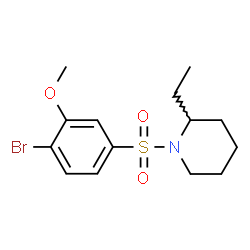 ChemSpider 2D Image | 1-[(4-Bromo-3-methoxyphenyl)sulfonyl]-2-ethylpiperidine | C14H20BrNO3S