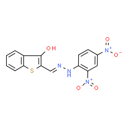 ChemSpider 2D Image | 2-{(E)-[(2,4-Dinitrophenyl)hydrazono]methyl}-1-benzothiophene-3-ol | C15H10N4O5S