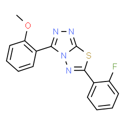 ChemSpider 2D Image | 6-(2-Fluorophenyl)-3-(2-methoxyphenyl)[1,2,4]triazolo[3,4-b][1,3,4]thiadiazole | C16H11FN4OS