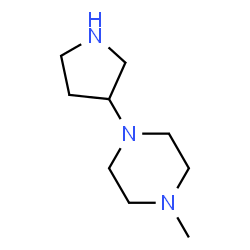 ChemSpider 2D Image | 1-Methyl-4-(3-pyrrolidinyl)piperazine | C9H19N3