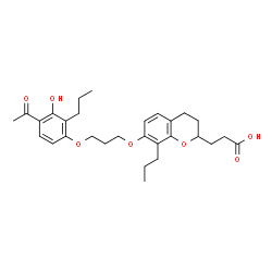 ChemSpider 2D Image | 3-{7-[3-(4-Acetyl-3-hydroxy-2-propylphenoxy)propoxy]-8-propyl-3,4-dihydro-2H-chromen-2-yl}propanoic acid | C29H38O7