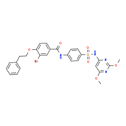 ChemSpider 2D Image | 3-bromo-N-[4-[(2,6-dimethoxypyrimidin-4-yl)sulfamoyl]phenyl]-4-phenethyloxy-benzamide | C27H25BrN4O6S
