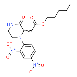 ChemSpider 2D Image | Pentyl [1-(2,4-dinitrophenyl)-3-oxo-2-piperazinyl]acetate | C17H22N4O7