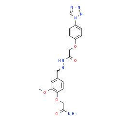 ChemSpider 2D Image | 2-{2-Methoxy-4-[({[4-(1H-tetrazol-1-yl)phenoxy]acetyl}hydrazono)methyl]phenoxy}acetamide | C19H19N7O5