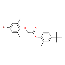 ChemSpider 2D Image | 2-Methyl-4-(2-methyl-2-propanyl)phenyl (4-bromo-2,6-dimethylphenoxy)acetate | C21H25BrO3