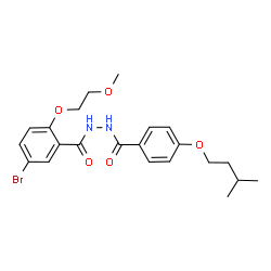 ChemSpider 2D Image | 5-Bromo-2-(2-methoxyethoxy)-N'-[4-(3-methylbutoxy)benzoyl]benzohydrazide | C22H27BrN2O5