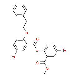 ChemSpider 2D Image | Methyl 5-bromo-2-{[5-bromo-2-(2-phenylethoxy)benzoyl]oxy}benzoate | C23H18Br2O5