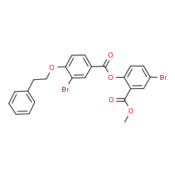 ChemSpider 2D Image | Methyl 5-bromo-2-{[3-bromo-4-(2-phenylethoxy)benzoyl]oxy}benzoate | C23H18Br2O5