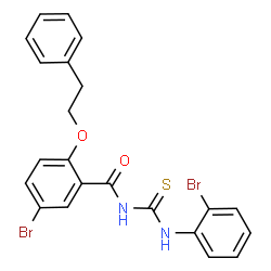 ChemSpider 2D Image | 5-Bromo-N-[(2-bromophenyl)carbamothioyl]-2-(2-phenylethoxy)benzamide | C22H18Br2N2O2S