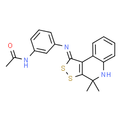 ChemSpider 2D Image | N-{3-[(Z)-(4,4-Dimethyl-4,5-dihydro-1H-[1,2]dithiolo[3,4-c]quinolin-1-ylidene)amino]phenyl}acetamide | C20H19N3OS2
