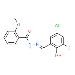 ChemSpider 2D Image | N'-[(E)-(3,5-Dichloro-2-hydroxyphenyl)methylene]-2-methoxybenzohydrazide | C15H12Cl2N2O3
