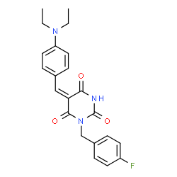 ChemSpider 2D Image | (5E)-5-[4-(Diethylamino)benzylidene]-1-(4-fluorobenzyl)-2,4,6(1H,3H,5H)-pyrimidinetrione | C22H22FN3O3