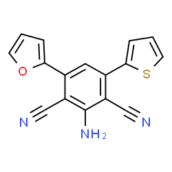 ChemSpider 2D Image | 2-Amino-4-(2-furyl)-6-(2-thienyl)isophthalonitrile | C16H9N3OS