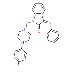 ChemSpider 2D Image | (3Z)-1-{[4-(4-Fluorophenyl)-1-piperazinyl]methyl}-3-(phenylimino)-1,3-dihydro-2H-indol-2-one | C25H23FN4O
