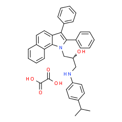 ChemSpider 2D Image | 1-(2,3-Diphenyl-1H-benzo[g]indol-1-yl)-3-[(4-isopropylphenyl)amino]-2-propanol ethanedioate (1:1) | C38H36N2O5