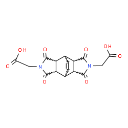 ChemSpider 2D Image | 2,2'-(3,5,9,11-Tetraoxo-4,10-diazatetracyclo[5.5.2.0~2,6~.0~8,12~]tetradec-13-ene-4,10-diyl)diacetic acid | C16H14N2O8