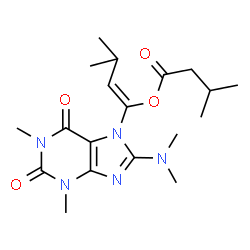 ChemSpider 2D Image | (1Z)-1-[8-(Dimethylamino)-1,3-dimethyl-2,6-dioxo-1,2,3,6-tetrahydro-7H-purin-7-yl]-3-methyl-1-buten-1-yl 3-methylbutanoate | C19H29N5O4