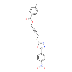 ChemSpider 2D Image | 4-{[5-(4-Nitrophenyl)-1,3,4-oxadiazol-2-yl]sulfanyl}-2-butyn-1-yl 4-methylbenzoate | C20H15N3O5S