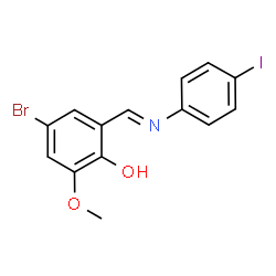 ChemSpider 2D Image | 4-Bromo-2-{(E)-[(4-iodophenyl)imino]methyl}-6-methoxyphenol | C14H11BrINO2