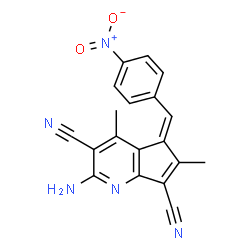 ChemSpider 2D Image | (5Z)-2-Amino-4,6-dimethyl-5-(4-nitrobenzylidene)-5H-cyclopenta[b]pyridine-3,7-dicarbonitrile | C19H13N5O2