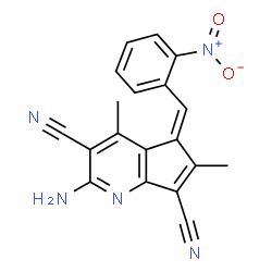 ChemSpider 2D Image | (5Z)-2-Amino-4,6-dimethyl-5-(2-nitrobenzylidene)-5H-cyclopenta[b]pyridine-3,7-dicarbonitrile | C19H13N5O2