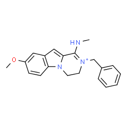 ChemSpider 2D Image | 2-Benzyl-8-methoxy-1-(methylamino)-3,4-dihydropyrazino[1,2-a]indol-2-ium | C20H22N3O