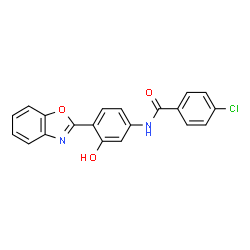 ChemSpider 2D Image | N-[4-(1,3-Benzoxazol-2-yl)-3-hydroxyphenyl]-4-chlorobenzamide | C20H13ClN2O3