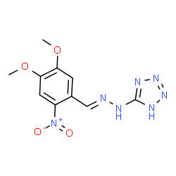 ChemSpider 2D Image | 2-nitro-4,5-dimethoxybenzaldehyde 1H-tetraazol-5-ylhydrazone | C10H11N7O4