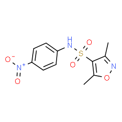ChemSpider 2D Image | 3,5-Dimethyl-N-(4-nitrophenyl)-1,2-oxazole-4-sulfonamide | C11H11N3O5S