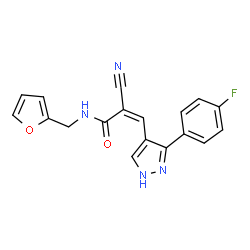 ChemSpider 2D Image | (2Z)-2-Cyano-3-[3-(4-fluorophenyl)-1H-pyrazol-4-yl]-N-(2-furylmethyl)acrylamide | C18H13FN4O2