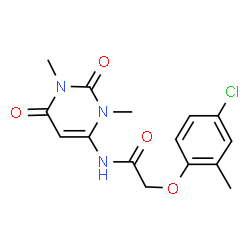 ChemSpider 2D Image | 2-(4-Chloro-2-methylphenoxy)-N-(1,3-dimethyl-2,6-dioxo-1,2,3,6-tetrahydro-4-pyrimidinyl)acetamide | C15H16ClN3O4