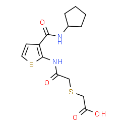 ChemSpider 2D Image | [(2-{[3-(Cyclopentylcarbamoyl)-2-thienyl]amino}-2-oxoethyl)sulfanyl]acetic acid | C14H18N2O4S2