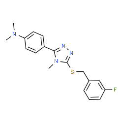 ChemSpider 2D Image | 4-{5-[(3-Fluorobenzyl)sulfanyl]-4-methyl-4H-1,2,4-triazol-3-yl}-N,N-dimethylaniline | C18H19FN4S