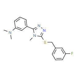 ChemSpider 2D Image | 3-{5-[(3-Fluorobenzyl)sulfanyl]-4-methyl-4H-1,2,4-triazol-3-yl}-N,N-dimethylaniline | C18H19FN4S