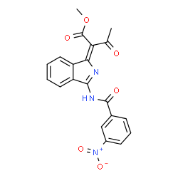 ChemSpider 2D Image | Methyl (2E)-2-{3-[(3-nitrobenzoyl)amino]-1H-isoindol-1-ylidene}-3-oxobutanoate | C20H15N3O6