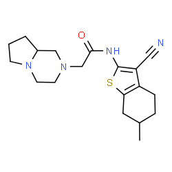 ChemSpider 2D Image | N-(3-Cyano-6-methyl-4,5,6,7-tetrahydro-1-benzothiophen-2-yl)-2-(hexahydropyrrolo[1,2-a]pyrazin-2(1H)-yl)acetamide | C19H26N4OS