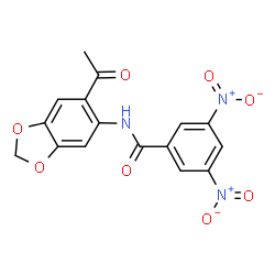 ChemSpider 2D Image | N-(6-Acetyl-1,3-benzodioxol-5-yl)-3,5-dinitrobenzamide | C16H11N3O8