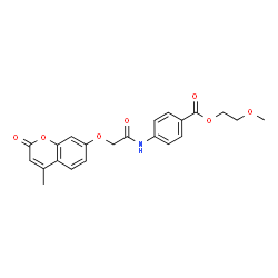ChemSpider 2D Image | 2-Methoxyethyl 4-({[(4-methyl-2-oxo-2H-chromen-7-yl)oxy]acetyl}amino)benzoate | C22H21NO7
