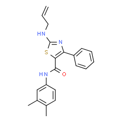 ChemSpider 2D Image | 2-(Allylamino)-N-(3,4-dimethylphenyl)-4-phenyl-1,3-thiazole-5-carboxamide | C21H21N3OS