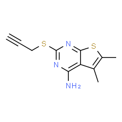 ChemSpider 2D Image | 5,6-dimethyl-2-(2-propyn-1-ylthio)thieno[2,3-d]pyrimidin-4-amine | C11H11N3S2