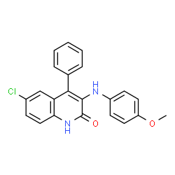 ChemSpider 2D Image | 6-Chloro-3-[(4-methoxyphenyl)amino]-4-phenyl-2(1H)-quinolinone | C22H17ClN2O2