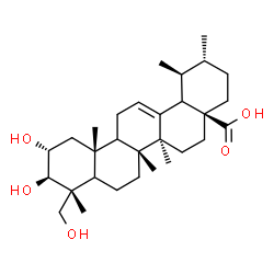 ChemSpider 2D Image | (2alpha,3beta,5xi,9xi,18xi)-2,3,23-Trihydroxyurs-12-en-28-oic acid | C30H48O5