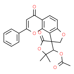 ChemSpider 2D Image | 5,5-Dimethyl-2,4'-dioxo-2'-phenyl-4,5-dihydro-4'H-spiro[furan-3,9'-furo[2,3-h]chromen]-4-yl acetate | C24H20O7