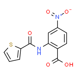 ChemSpider 2D Image | 4-Nitro-2-[(2-thienylcarbonyl)amino]benzoic acid | C12H8N2O5S
