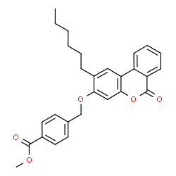 ChemSpider 2D Image | Methyl 4-{[(2-hexyl-6-oxo-6H-benzo[c]chromen-3-yl)oxy]methyl}benzoate | C28H28O5