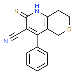 ChemSpider 2D Image | 4-Phenyl-2-thioxo-1,5,7,8-tetrahydro-2H-thiopyrano[4,3-b]pyridine-3-carbonitrile | C15H12N2S2